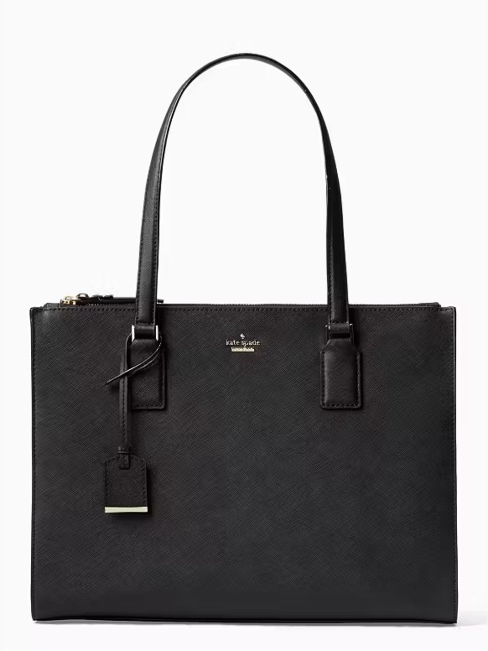 kate spade Black Saffiano Leather Tote with Gold Accent